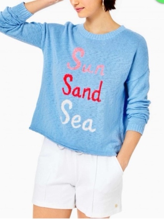 Lilly Pulitzer Tops - Lilly Pulitzer Pippy Sweater in Blue Peri featuring "Sun Sand Sea"
